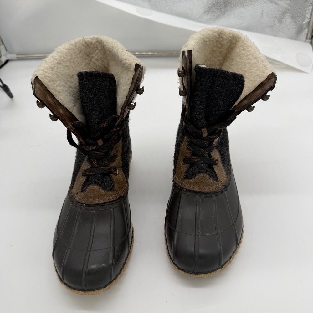 Kendal Womens Brown Black Faux Shearling Lined Duck Boots 109850-KENDAL Size 8M
